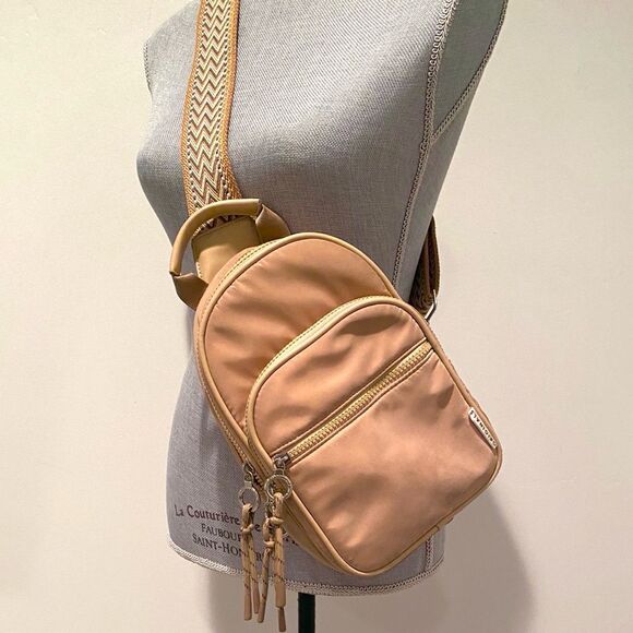 Anthropologie x Urban Originals Convertible Sling Backpack Tan Aztec Boho Chic main image 5